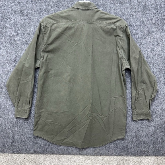 Vintage Carhartt button up shirt green canvas men's size L Large USA - Picture 2 of 6